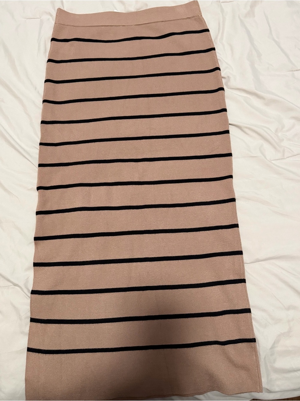 Striped Knit Maxi Skirt in tan and Black
